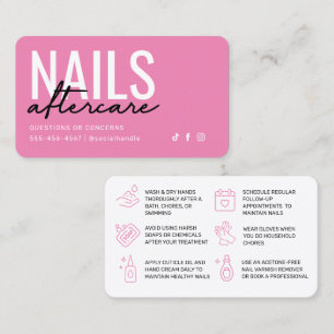 Aftercare Card mit rosa und schwarzen Nägeln Visitenkarte
