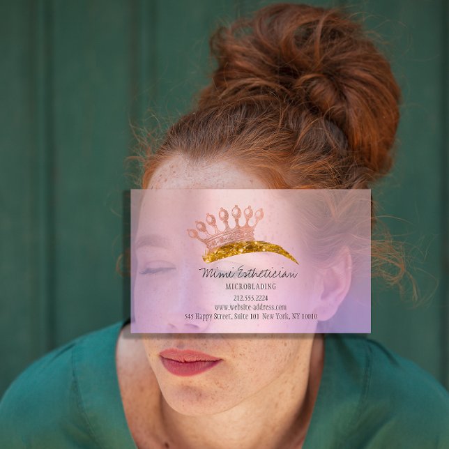 Aftercare Instruction Eyebrow Crown Rose Lila Visitenkarte (Aftercare Instruction Eyebrow Crown Rose Purple Business Card)