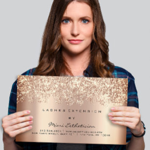 Aftercare Instruction Lash Rose Gold Glitzer Elega Visitenkarte