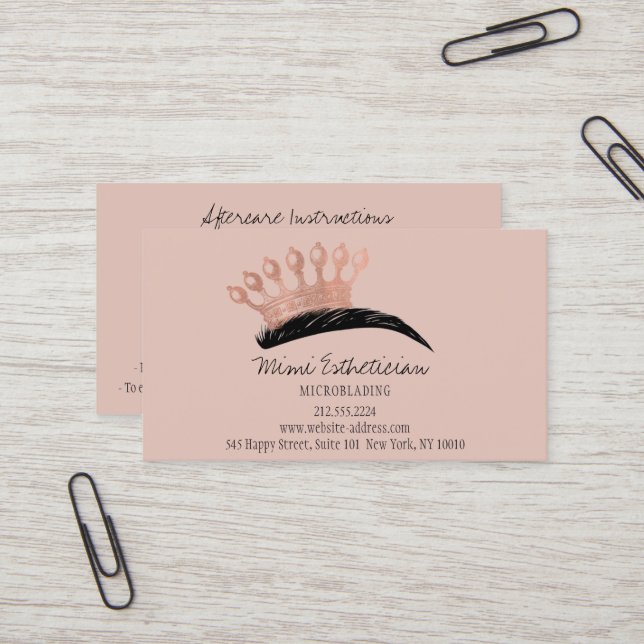 Aftercare Instructions Eyebrows Princes  Visitenkarte (Vorderseite/Rückseite Beispiel)