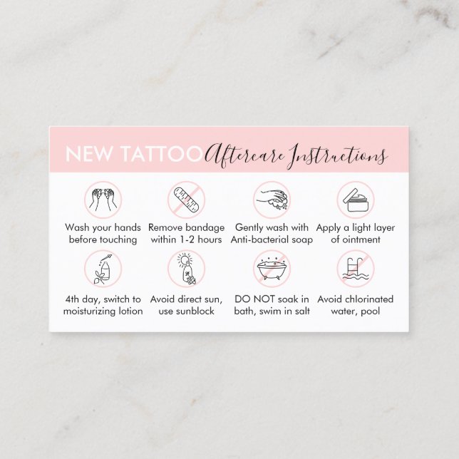 Aftercare Instructions for Tattoo Visitenkarte (Rückseite)