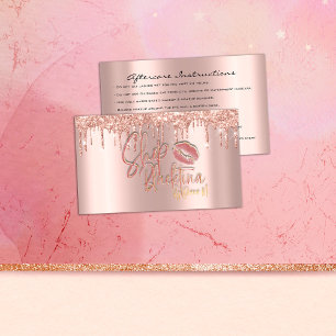 Aftercare Instructions Lash Rose Tropfen Logo-Lipp Visitenkarte