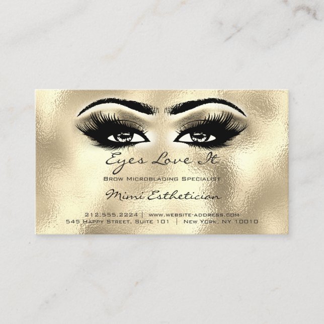 Aftercare Instructions Lashes Champaigne Eyes Gold Visitenkarte (Vorderseite)