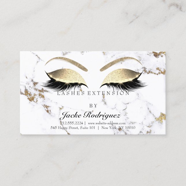 Aftercare Instructions Lashes Marble Golden Eyes Visitenkarte (Vorderseite)