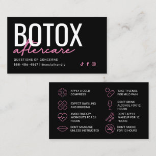 Aftercare-Karte Rosa und Schwarzes Botox Visitenkarte