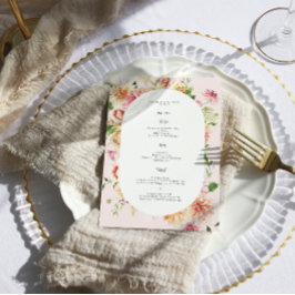 Afterglow Floral Garden Blooms Wedding Menu Menükarte