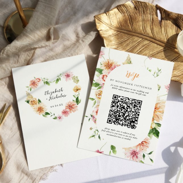 Afterglow Garden Floral Heart QR Code Wedding RSVP (Von Creator hochgeladen)