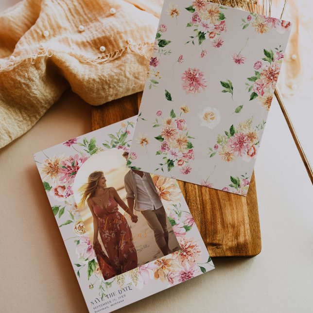 Afterglow Garden Floral Photo Save the Date (Von Creator hochgeladen)