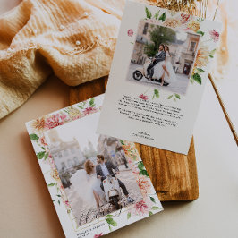 Afterglow Garden Floral Wedding Photo Thank You Dankeskarte