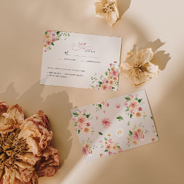 Afterglow Garden Floral Wedding RSVP Karte