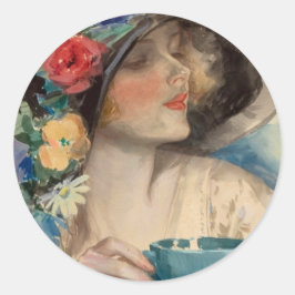 Afternoon Tea - Harrison Fisher Runder Aufkleber