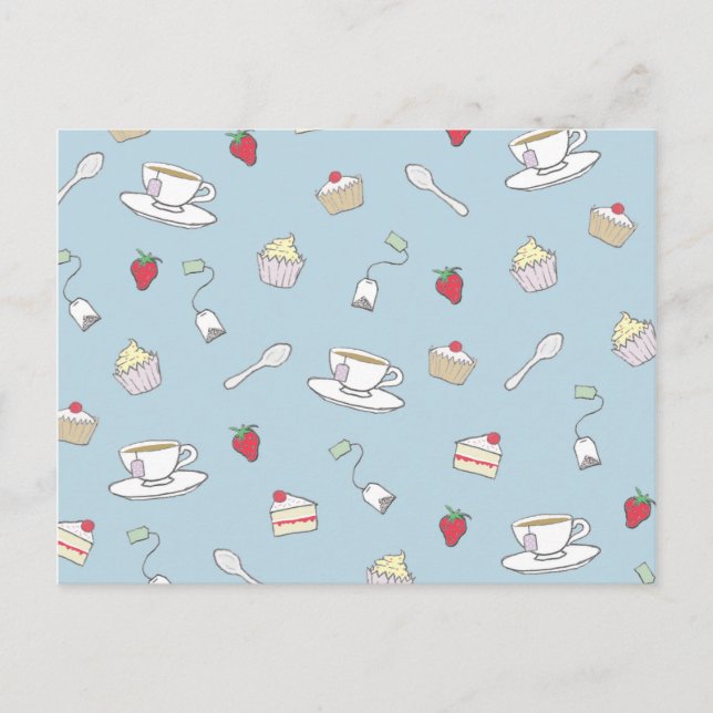 'Afternoon Tea'-Muster Postkarte (Vorderseite)