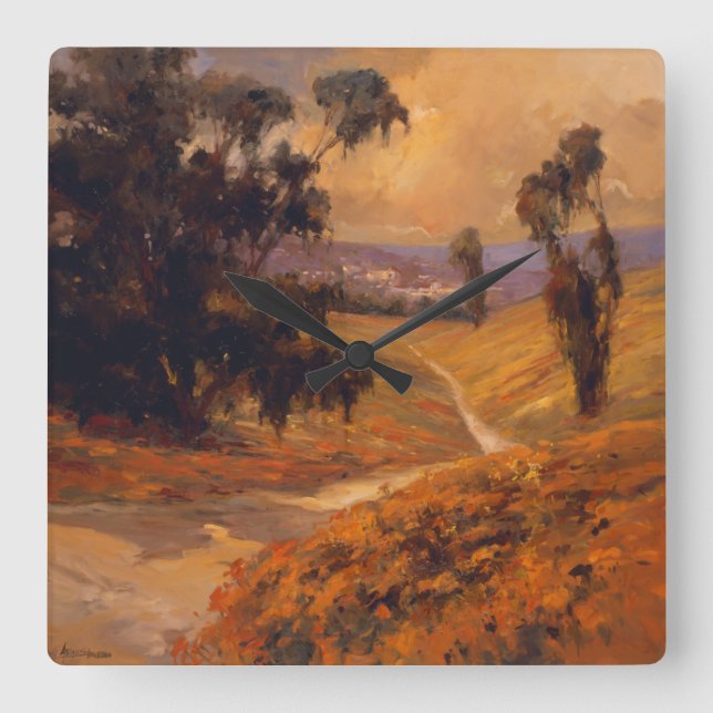 Afternoon Walk II Quadratische Wanduhr (Vorderseite)