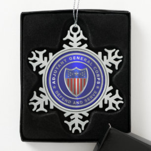 AG Adjutant General Corps Schneeflocken Zinn-Ornament