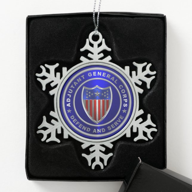 AG Adjutant General Corps Schneeflocken Zinn-Ornament (Box)