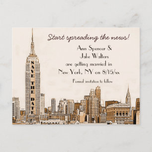 AG - NYC-Skyline geätzt 01 Save-the-Date Ankündigungspostkarte