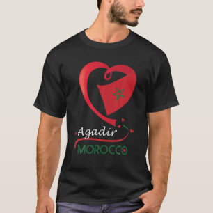 Agadir Marokko Nationales Flaggenstaat Herzemblem T-Shirt