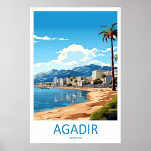Agadir Marokko Reiseplakat Vintage Ski National Poster