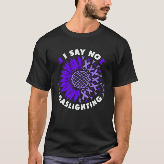 Against gaslighting Sunflower purple ribbon T-Shirt (Vorderseite)