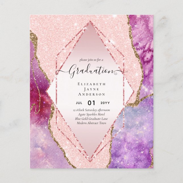Agaite Glitzer GRADULATION Party lädt Glam CHIC ei Flyer (Vorne)