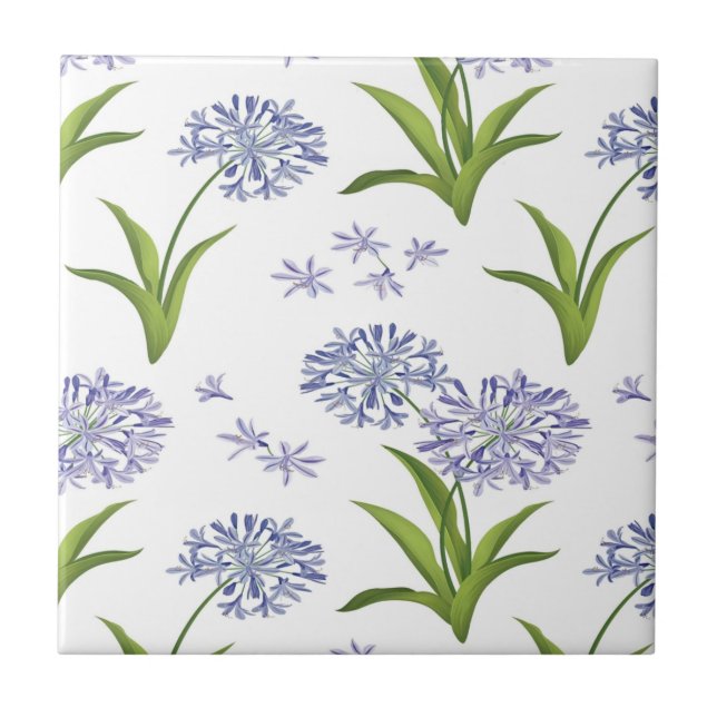 agapanthus african lily flowers seamless pattern fliese (Vorderseite)