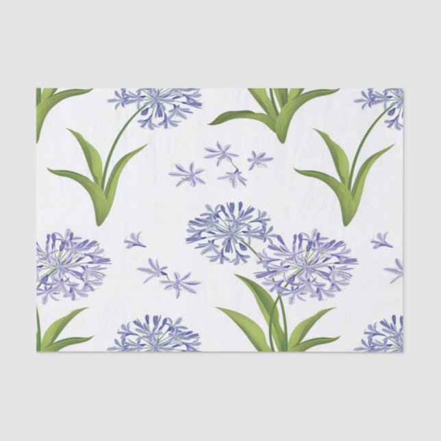 agapanthus African lily flowers seamless pattern Seidenpapier (Vorderseite)