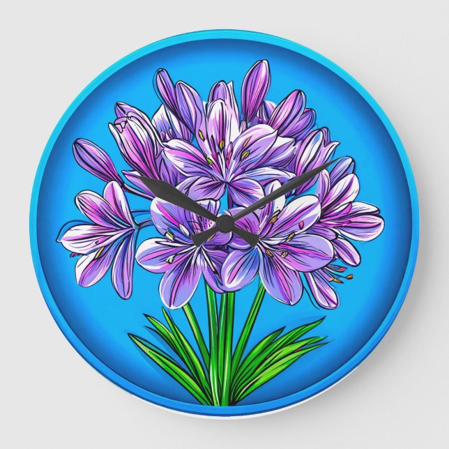 Agapanthus-Blume Große Wanduhr (Vorderseite)