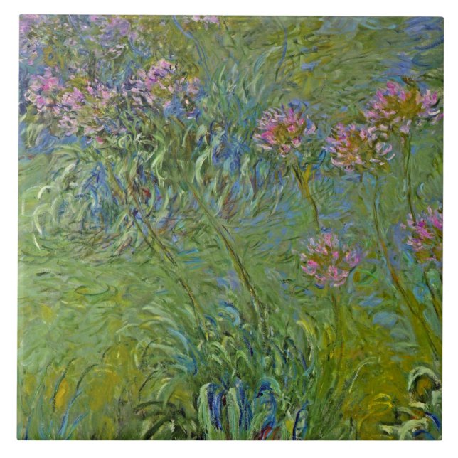 Agapanthus-Blume (von Claude Monet) Fliese (Vorderseite)