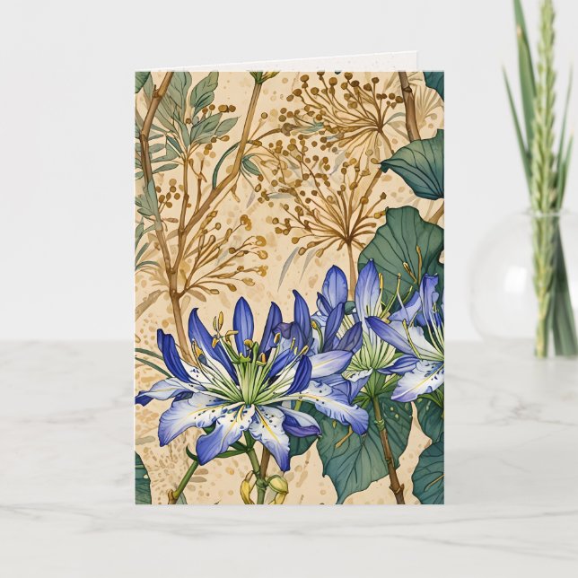 Agapanthus und wilde Blumen  Karte (Vorderseite)