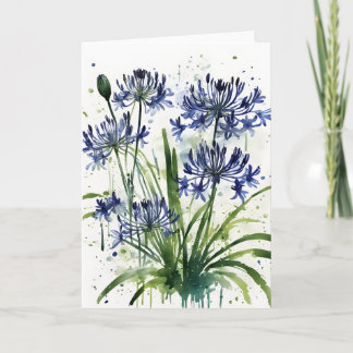 Agapanthus - Watercolor flowers iPad mini cover Karte