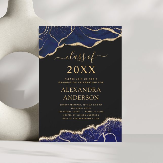 Agate Abschluss Class of 2023 Navy Blue Einladung (Von Creator hochgeladen)