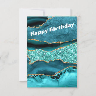 Agate Aquamarin Blue Gold Aqua Türkis Geburtstagsk Einladung