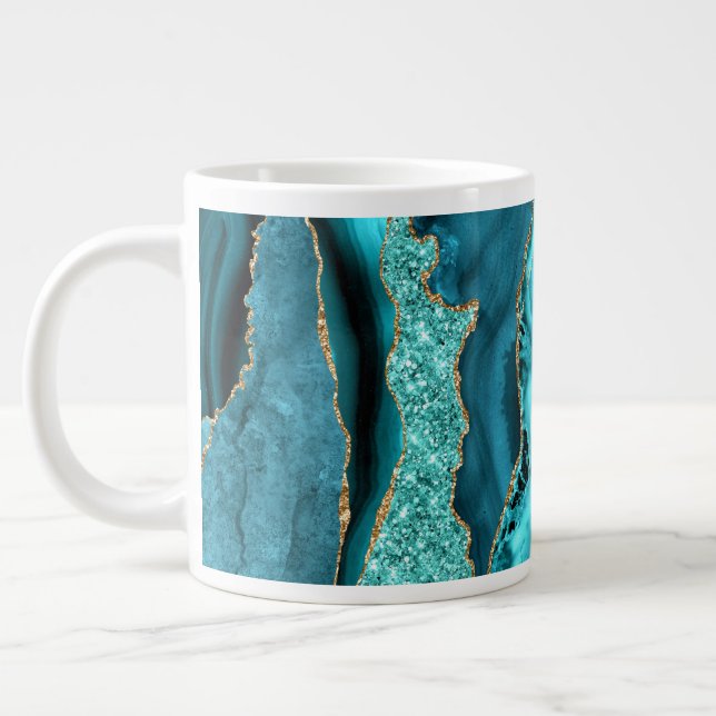 Agate Aquamarin Blue Gold Aqua Türkis Kaffee Tasse (Links)