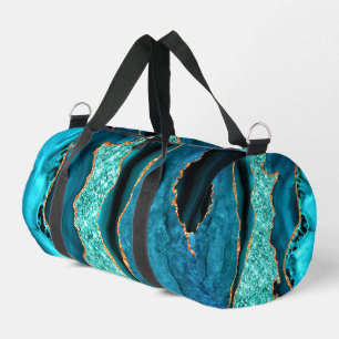 Agate Aquamarin Blue Gold Glitzer Aqua Türkis Duffle Bag