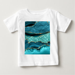 Agate Aquamarin Blue Gold Glitzer Marbella Aqua Baby T-shirt