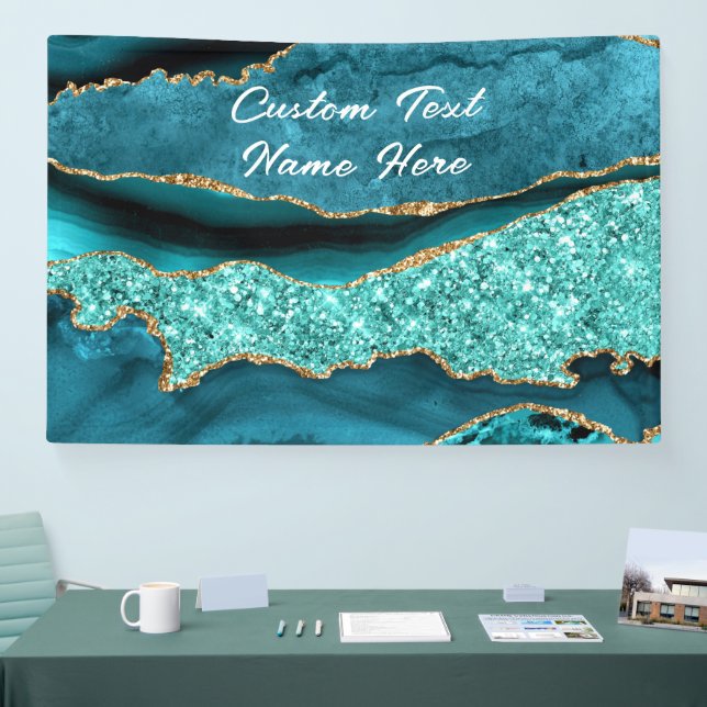 Agate Aquamarin Blue Gold Glitzer Marbella Aqua Banner (Messe)