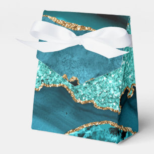 Agate Aquamarin Blue Gold Glitzer Marbella Aqua Geschenkschachtel
