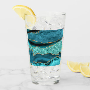 Agate Aquamarin Blue Gold Glitzer Marbella Aqua Glas