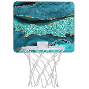Agate Aquamarin Blue Gold Glitzer Marbella Aqua Mini Basketball Netz