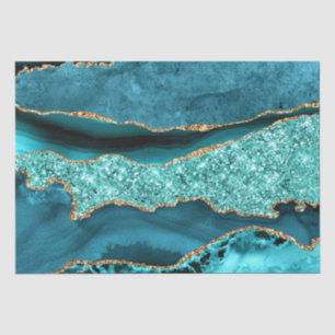 Agate Aquamarin Blue Gold Glitzer Marbella Aqua Seidenpapier