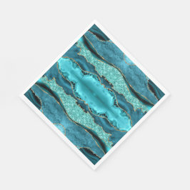 Agate Aquamarin Blue Gold Marmor Aqua Türkis Napki Serviette