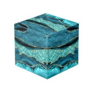 Agate Aquamarin Blue Gold Marmor Aqua Turquoise Cu Würfel