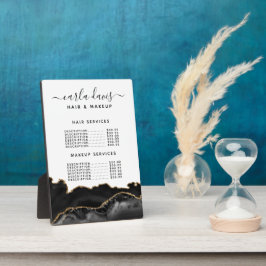 Agate Black Gold Marble Salon Preis Menü Plaque Fotoplatte