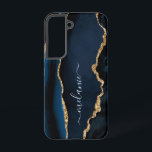 Agate Blue Gold Glitzer Marmor Benutzerdefiniert I Samsung Galaxy Hülle<br><div class="desc">Samsung Galaxy Hüllen oder iPhone Fälle mit Monogram Name Agate Navy Blue Gold Edelstein Marble Geode Glitzer Sparkle Personalisiert Geburtstag - Geburtstag oder Hochzeitsgeschenk / Beilage - Add Your Letter / Name - Text oder Entfernen - Make Your Special Gift - Ändern und verschieben oder entfernen und fügen Sie Text...</div>