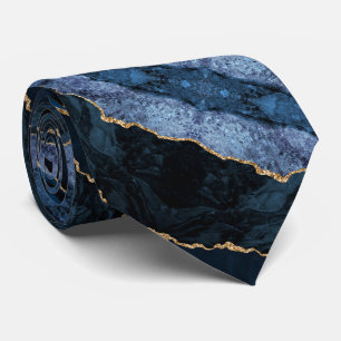 Agate Blue Gold Marble Elegante Neck Tie Geschenk Krawatte