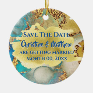 Agate Blue Imitats Gold Kristall Aquarell Foto Keramik Ornament