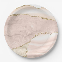 Agate Blush & Gold Glitzer Hochzeitsscheibe Pappteller