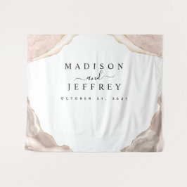 Agate Blush & Gold Glitzer Hochzeitsvorhang Wandteppich