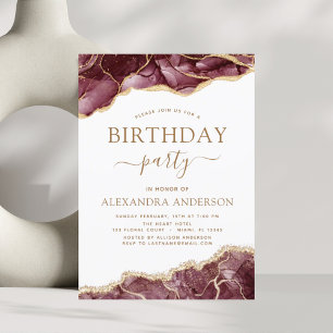 Agate Burgundy Geburtstagsparty jede zeitliche Ein