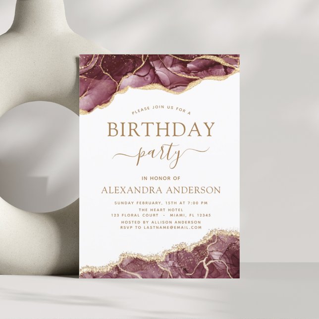 Agate Burgundy Geburtstagsparty jede zeitliche Ein (Von Creator hochgeladen)
